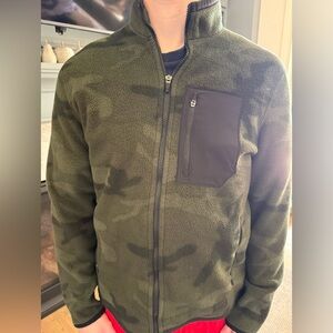 Abercrombie & Fitch Olive Green Sherpa Fleece Jacket